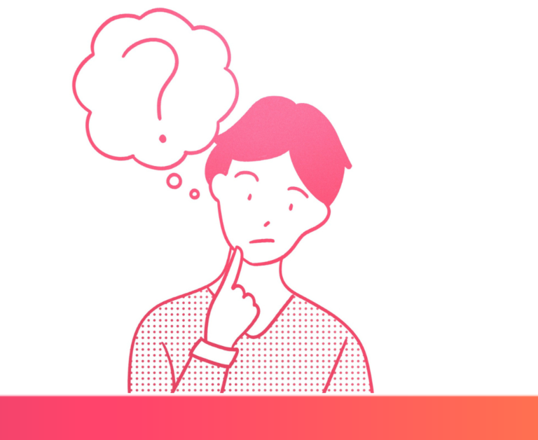 An illustration of a person thinking, with a thought bubble beside them