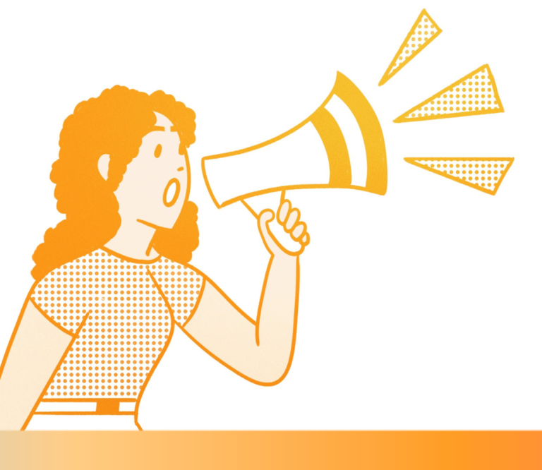 An illustration of a person speaking into a megaphone