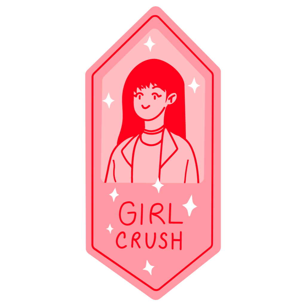 Cartoon picture of a girl with the caption "girl crush"