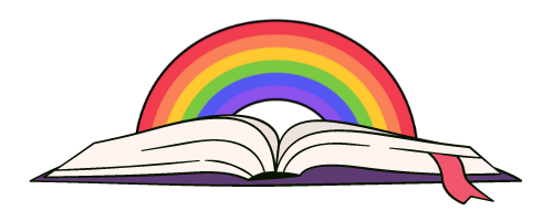 Pictured is an open book with a rainbow coming out of it